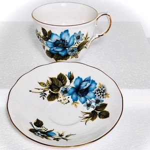 Queen Anne's Blue Rose Cup and Saucer.